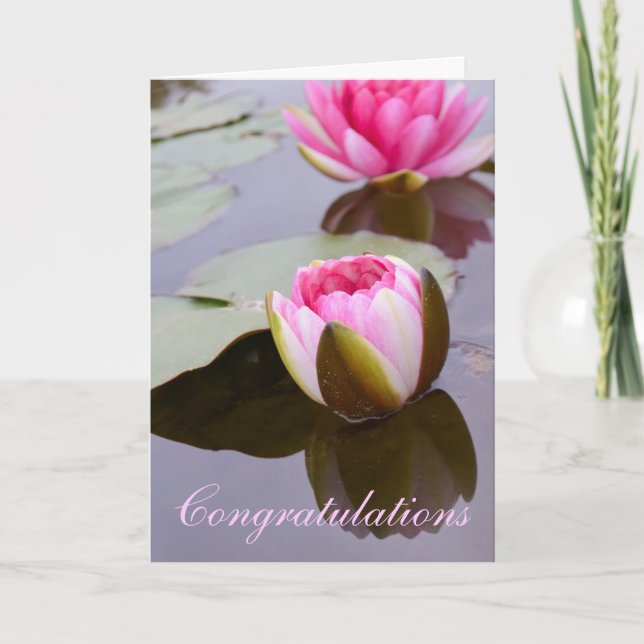 Congratulations Greeting Card with Water Lily (Front)