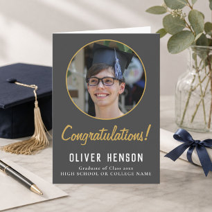 Congratulations Grey Graduate Photo Graduation Card