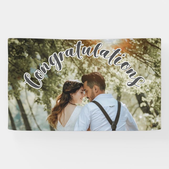 CONGRATULATIONS Grey OVERLAY TEXT Party Banner (Horizontal)