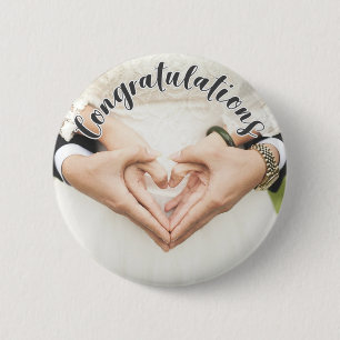 CONGRATULATIONS Grey OVERLAY TEXT Photo Button Pin