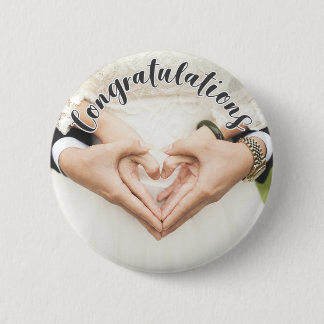 CONGRATULATIONS Grey OVERLAY TEXT Photo Button Pin