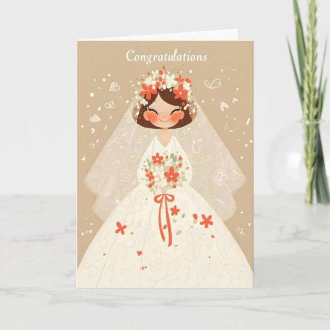 Congratulations Happy Bride Wedding Holiday Card (Front)