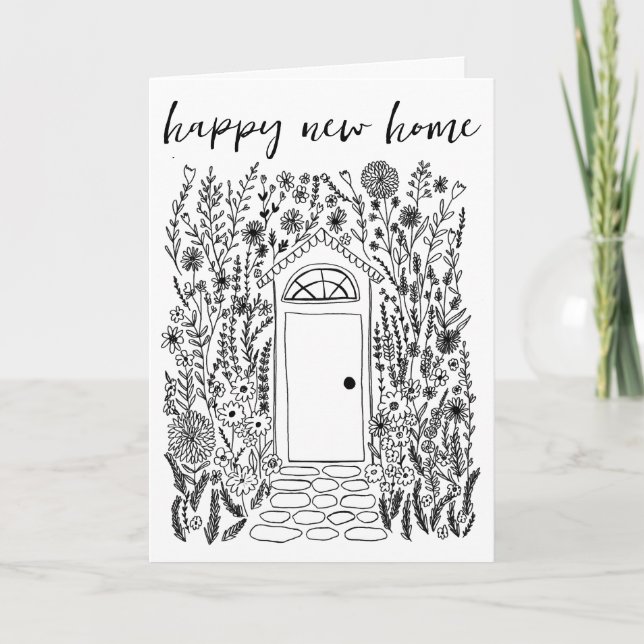 Congratulations Happy New Home Garden Door Custom Card (Front)
