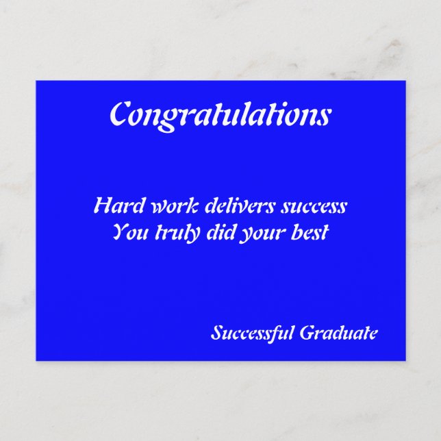 Congratulations hard work postcards (Front)