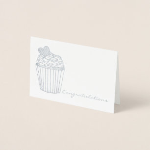 Congratulations Heart Cupcake Wedding Brida Shower Foil Card