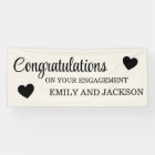 Congratulations Hearts Engagement Name White