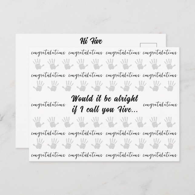 Congratulations High Five Honour Any Accomplishmen Postcard (Front/Back)