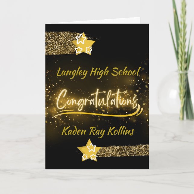 Congratulations High School Graduation Gold Star Card (Front)