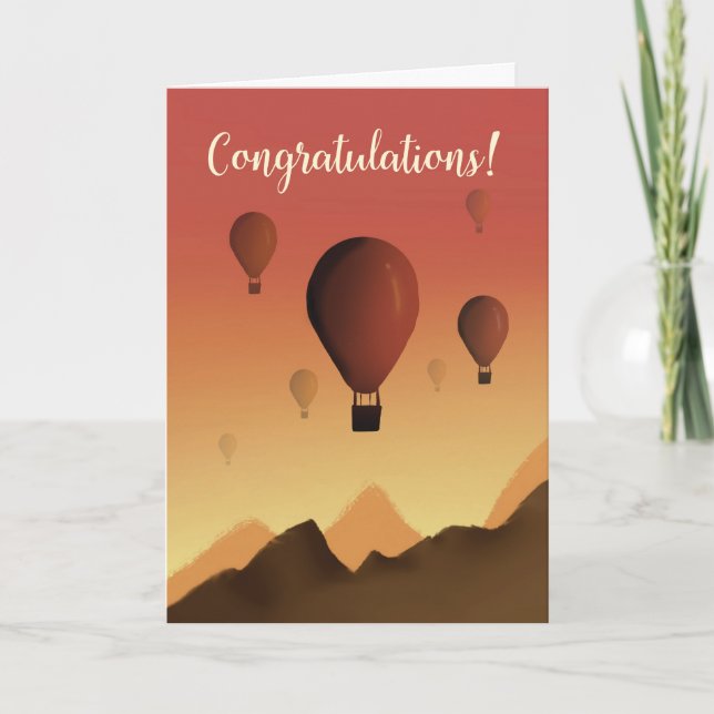 Congratulations Hot Air Balloons in Sunset Card (Front)