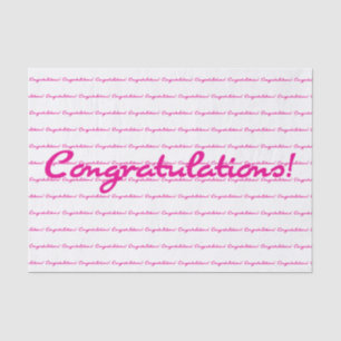 Congratulations! Hot Pink Casual Script Repeating Tissue Paper