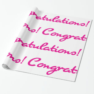 Congratulations! Hot Pink Casual Script Wrapping Paper