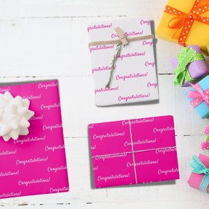 Congratulations hot pink white birthday girl wrapping paper sheet