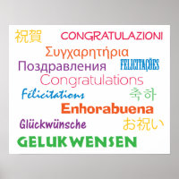 Congratulations in Many Languages Colourful