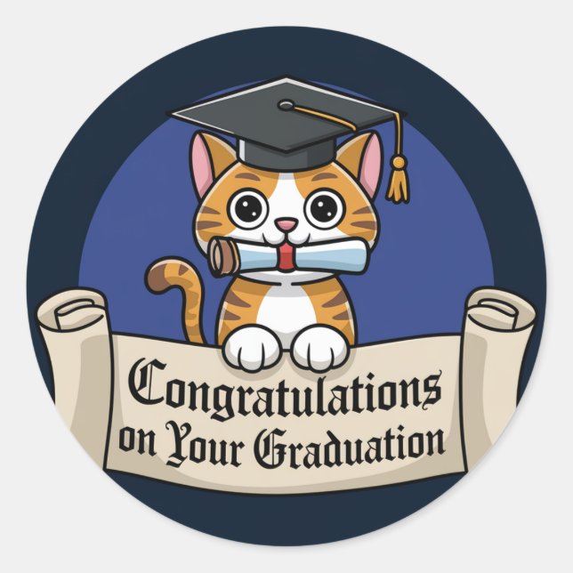 Congratulations in the graduation  classic round sticker (Front)