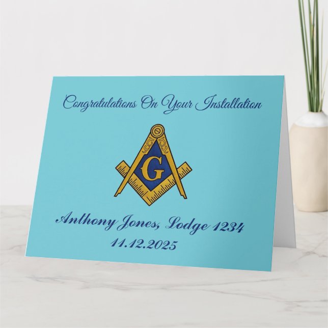 Congratulations Installation Master Mason Thank You Card (Front)
