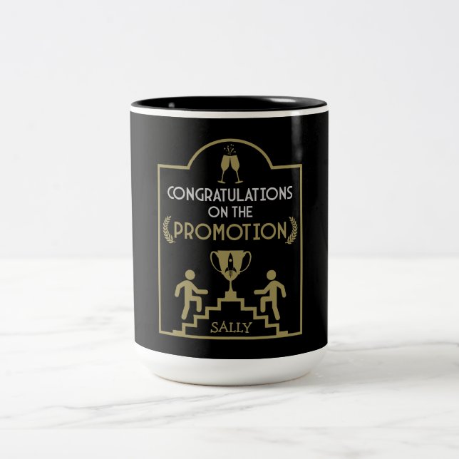 Congratulations Job Promotion Two-Tone Coffee Mug (Center)