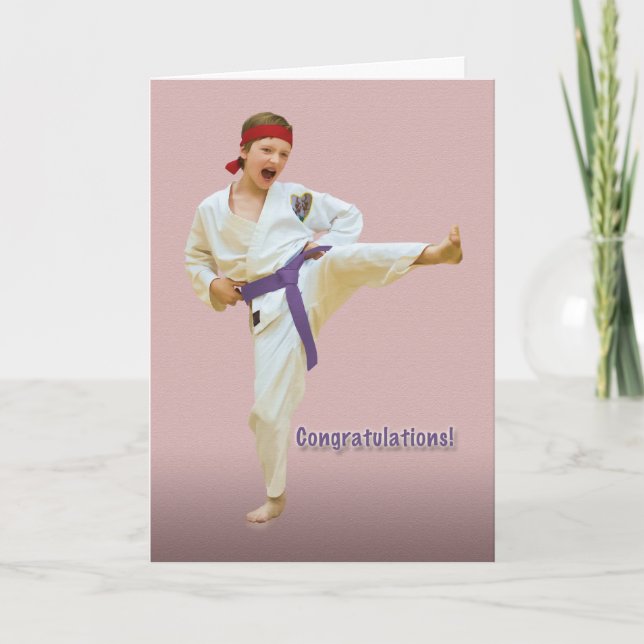 Congratulations, Karate Belt Advancement, Purple Card (Front)