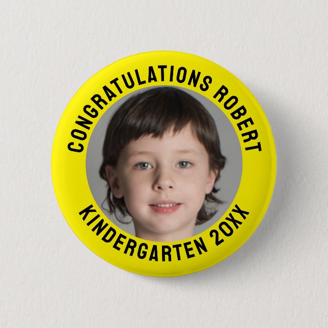 Congratulations Kindergarten Graduate Photo 6 Cm Round Badge (Front)