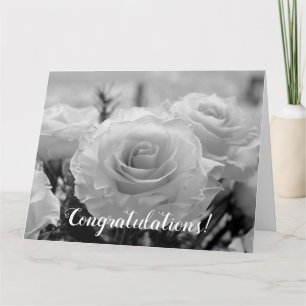 Congratulations Large White Roses Wedding Card