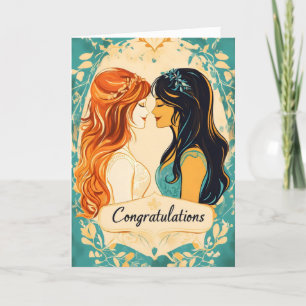 Congratulations Lesbian Wedding Colourful Holiday Card