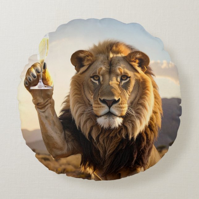 Congratulations Lion Round Cushion (Front)