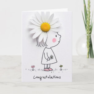 Congratulations Little Girl With a White Daisy Card