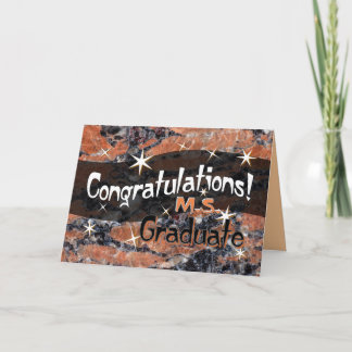 Congratulations M.S. Graduate Orange and Black Card