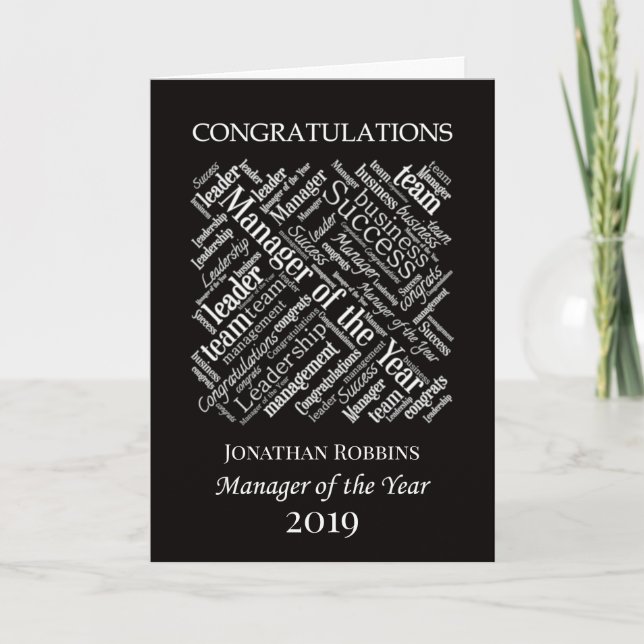 Congratulations Manager of the Year Card (Front)