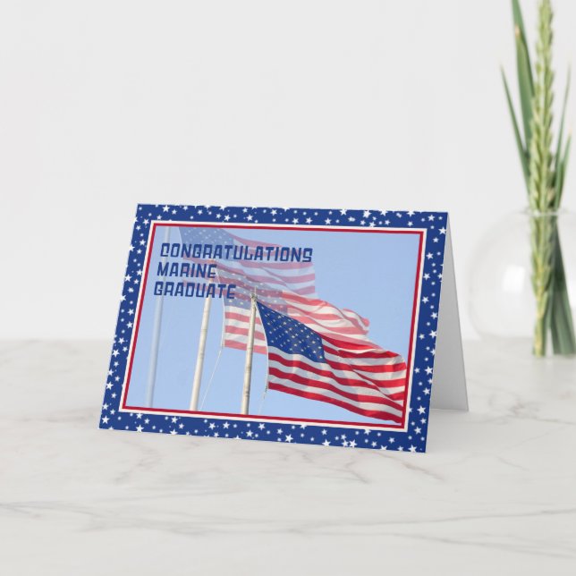 Congratulations Marine Graduate Card with Flags (Front)