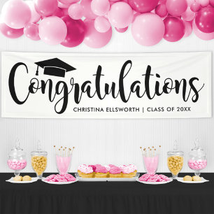 Congratulations Modern Black 2025 Graduation Banner