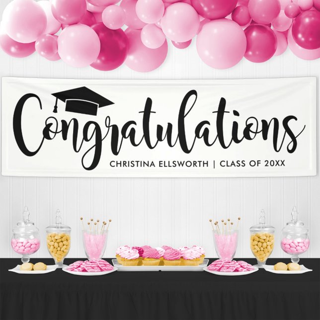 Congratulations Modern Black 2025 Graduation Banner (Creator Uploaded)