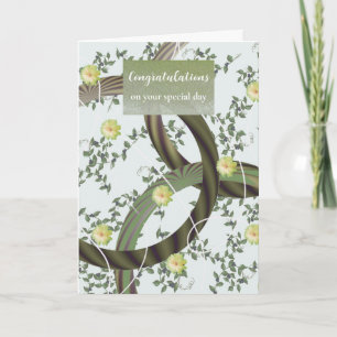 Congratulations Modern Floral Green Vines Card
