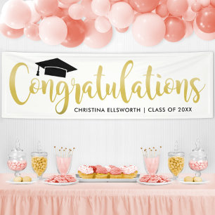 Congratulations Modern Gold Custom 2025 Graduation Banner