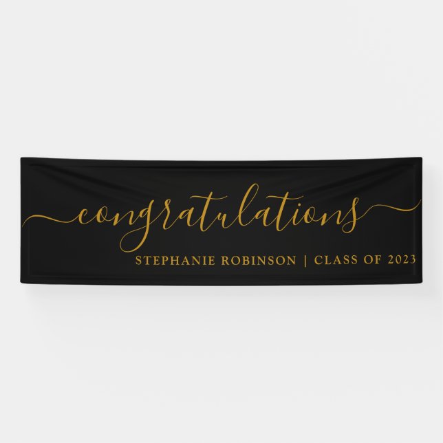 Congratulations Modern Gold Custom Graduation Banner (Horizontal)