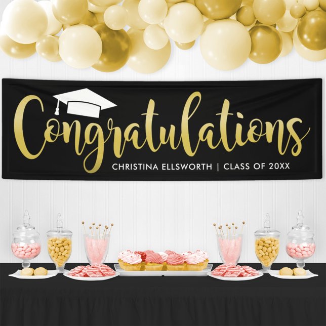 Congratulations Modern Gold Custom Graduation Banner (Creator Uploaded)