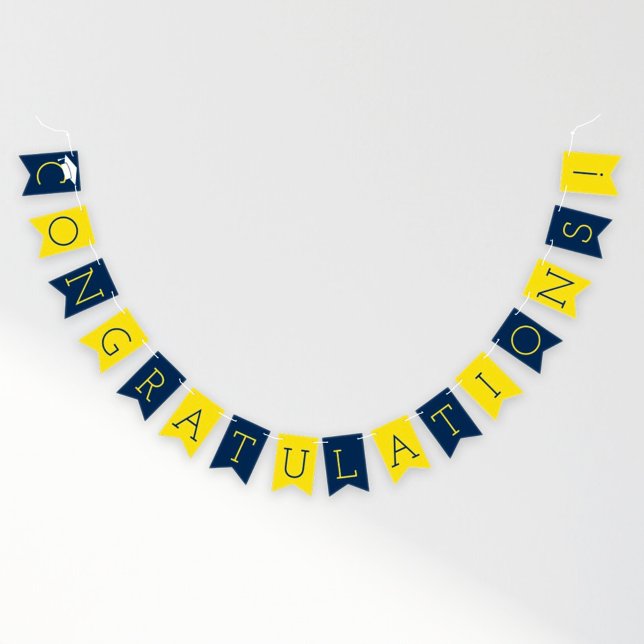 Congratulations Modern Navy Blue Yellow Graduation Bunting (Creator Uploaded)