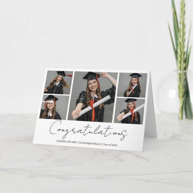 Congratulations Modern Photo Collage Graduate Card (Front)