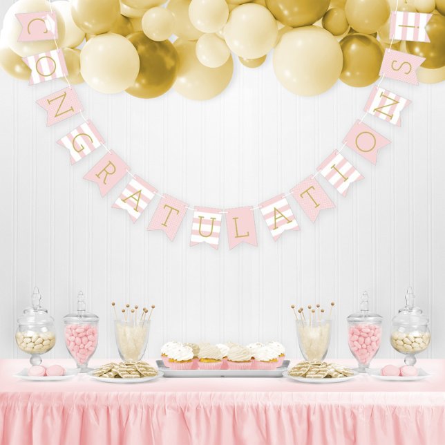 Congratulations Modern Pink Gold Graduation Party Bunting (Creator Uploaded)