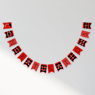 Congratulations Modern Red Graduation Party Bunting