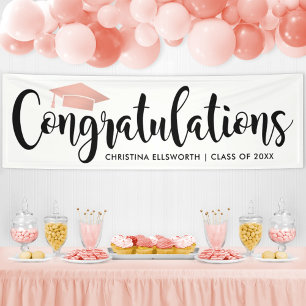 Congratulations Modern Rose Gold 2025 Graduation Banner