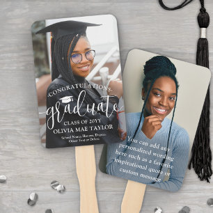 Congratulations Modern Script 2 Photo Graduation Hand Fan
