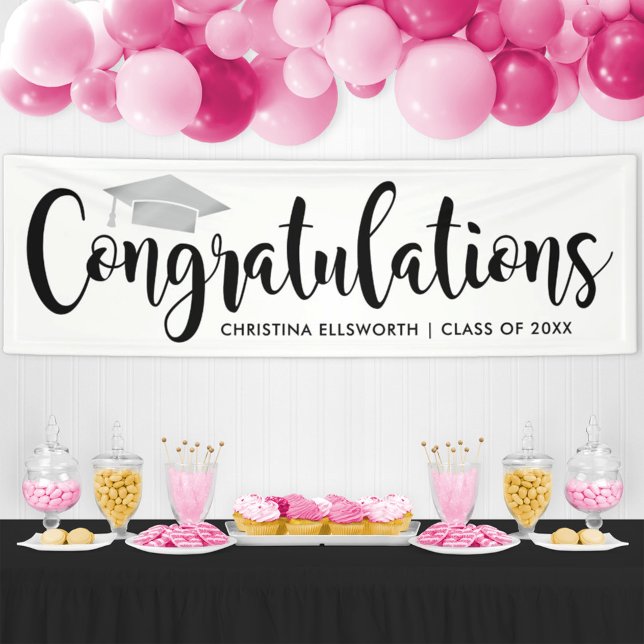 Congratulations Modern Silver 2025 Graduation Banner (Creator Uploaded)