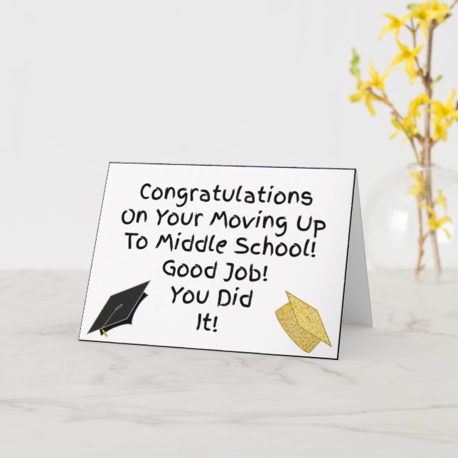 Congratulations Moving Up Middle School Graduation Card (Yellow Flower)