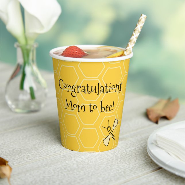 Congratulations Mum to Bee Hand-Drawn Honeycomb  Paper Cups (Insitu)