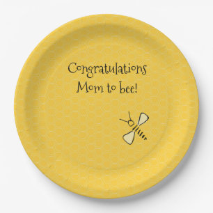 Congratulations Mum to Bee Hand-Drawn Honeycomb  Paper Plate