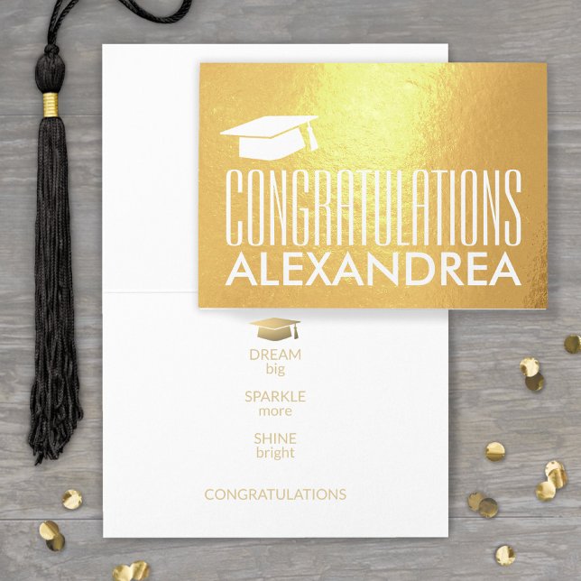 Congratulations Name Graduation Modern Gold Real Foil Card (Creator Uploaded)