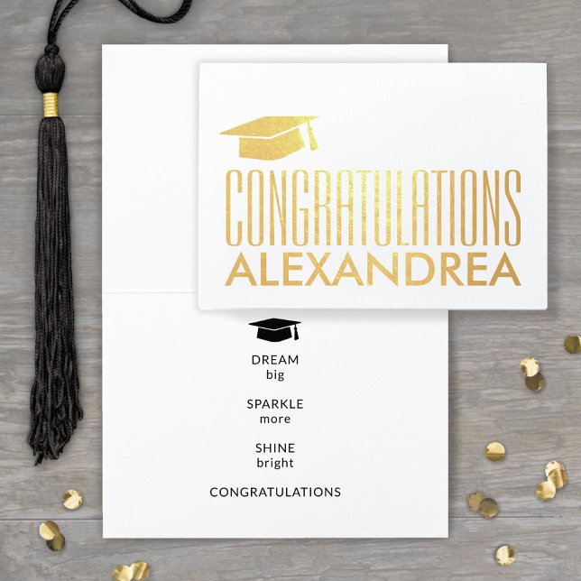 Congratulations Name Graduation Modern Silver Real Foil Card (Creator Uploaded)