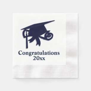 Congratulations Navy Cap Graduation Napkin