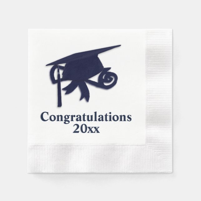 Congratulations Navy Cap Graduation Napkin (Front)