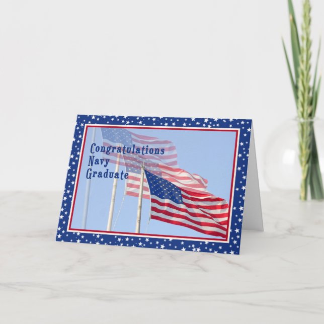 Congratulations Navy Graduate Card with Flags (Front)